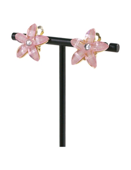 KLIPSY DO USZU RÓZOWE KWIATKI RÓZOWY KWIATEK  LOLITA AKCESORIA