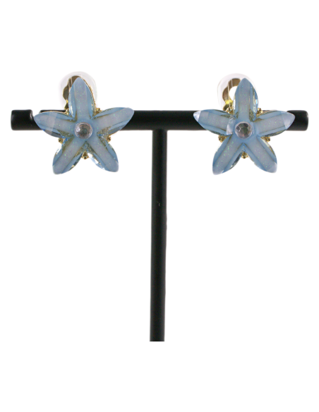 KLIPSY DO USZU NIEBIESKIE KWIATKI NIEBIESKI  KWIATEK  LOLITA AKCESORIA