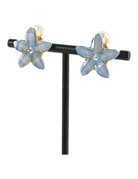 KLIPSY DO USZU NIEBIESKIE KWIATKI NIEBIESKI  KWIATEK  LOLITA AKCESORIA