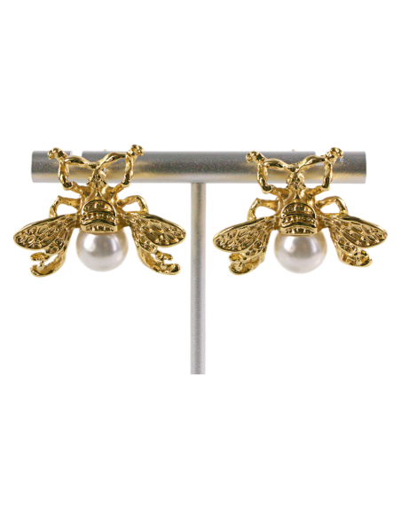 Kolczyki ZE STALI STAL CHIRURGICZNA MUCHA Z PERŁĄ LOLITA AKCESORIA