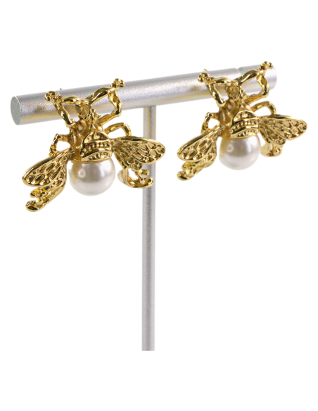 Kolczyki ZE STALI STAL CHIRURGICZNA MUCHA Z PERŁĄ LOLITA AKCESORIA