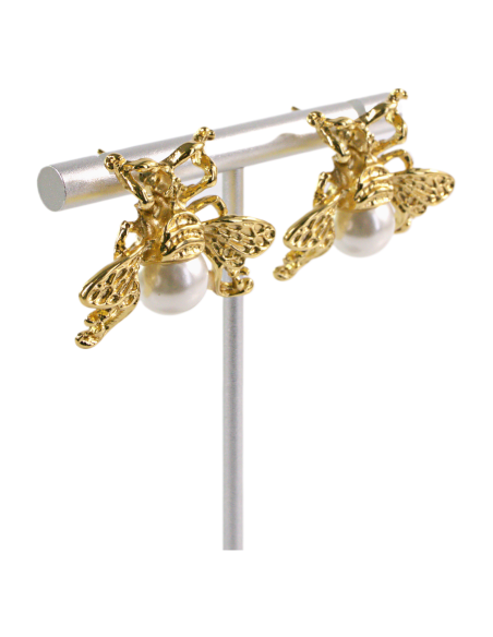 Kolczyki ZE STALI STAL CHIRURGICZNA MUCHA Z PERŁĄ LOLITA AKCESORIA