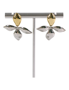 Kolczyki ZE STALI STAL CHIRURGICZNA ZŁOTO- SREBRNE KWIATY...