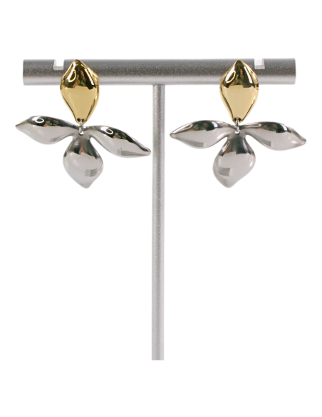 Kolczyki ZE STALI STAL CHIRURGICZNA ZŁOTO- SREBRNE KWIATY LOLITA AKCESORIA