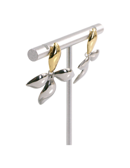 Kolczyki ZE STALI STAL CHIRURGICZNA ZŁOTO- SREBRNE KWIATY LOLITA AKCESORIA