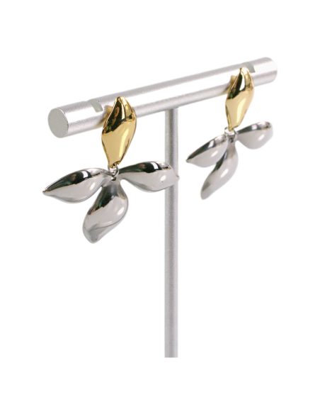 Kolczyki ZE STALI STAL CHIRURGICZNA ZŁOTO- SREBRNE KWIATY LOLITA AKCESORIA
