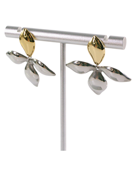 Kolczyki ZE STALI STAL CHIRURGICZNA ZŁOTO- SREBRNE KWIATY LOLITA AKCESORIA