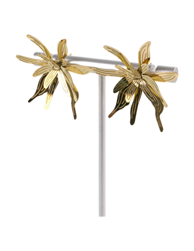 Kolczyki KWIATY XL ZŁOTE KWIATKI STAL...