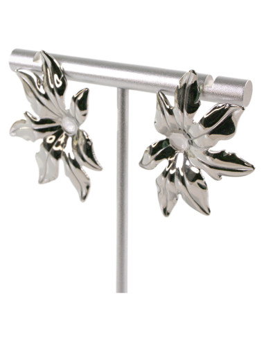 Kolczyki ASYMETRYCZNE KWIATY SREBRNE STAL...