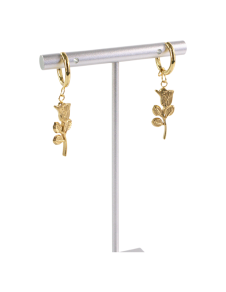 Kolczyki ZŁOTE RÓŻE  STAL CHIRURGICZNA RÓŻA   LOLITA AKCESORIA