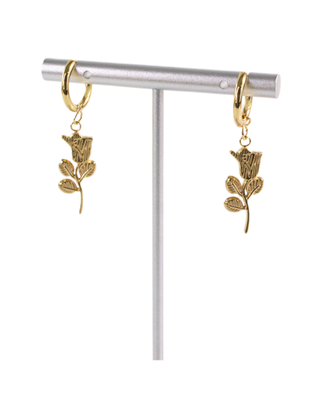 Kolczyki ZŁOTE RÓŻE  STAL CHIRURGICZNA RÓŻA   LOLITA AKCESORIA