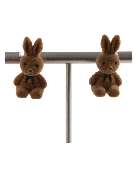 Kolczyki KRÓLIK BRĄZOWY KRÓLICZEK LOLITA AKCESORIA srebrny sztyft 925