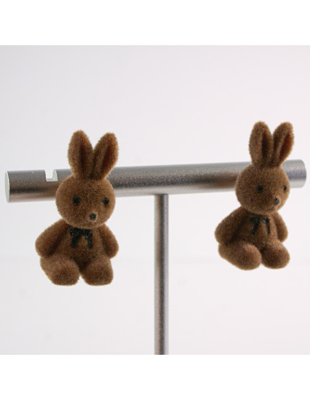 Kolczyki KRÓLIK BRĄZOWY KRÓLICZEK LOLITA AKCESORIA srebrny sztyft 925
