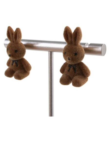 Kolczyki KRÓLIK BRĄZOWY KRÓLICZEK LOLITA AKCESORIA srebrny sztyft 925