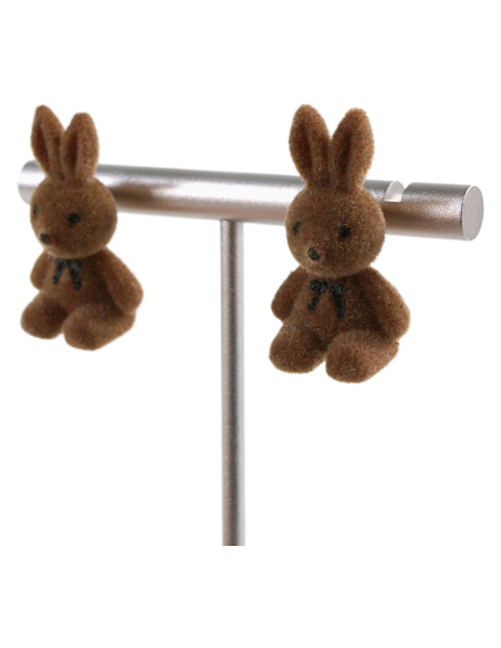 Kolczyki KRÓLIK BRĄZOWY KRÓLICZEK LOLITA AKCESORIA srebrny sztyft 925
