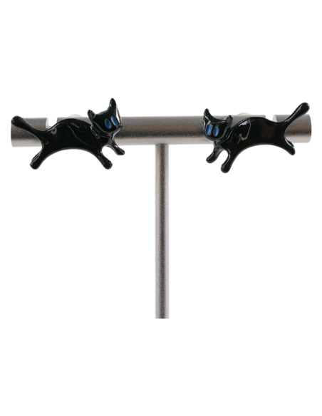 Kolczyki CZARNE KOTKI KOT LOLITA AKCESORIA srebrny sztyft 925