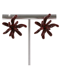 Kolczyki BORDOWE KWIATY KWIATKI LOLITA AKCESORIA srebrny...