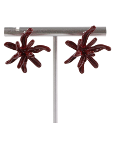 Kolczyki BORDOWE KWIATY KWIATKI LOLITA AKCESORIA srebrny... 2