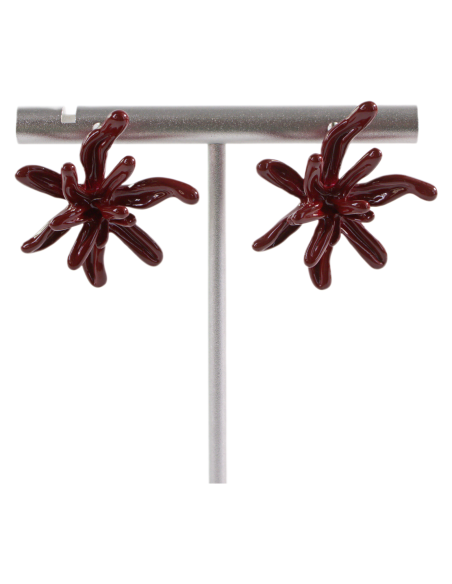Kolczyki BORDOWE KWIATY KWIATKI LOLITA AKCESORIA srebrny sztyft 925