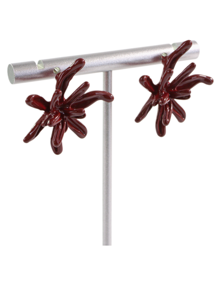 Kolczyki BORDOWE KWIATY KWIATKI LOLITA AKCESORIA srebrny sztyft 925