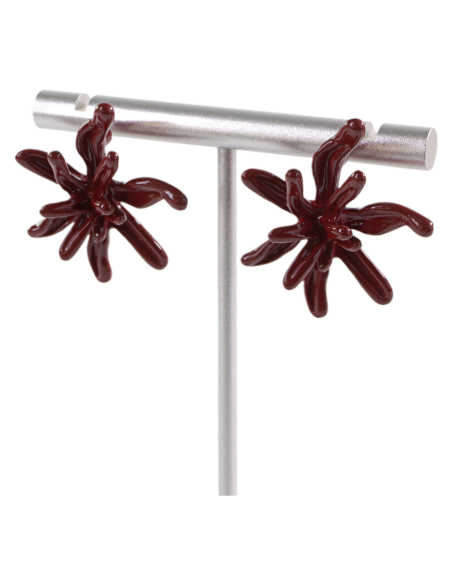 Kolczyki BORDOWE KWIATY KWIATKI LOLITA AKCESORIA srebrny sztyft 925