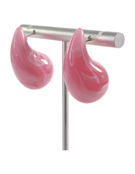 Kolczyki RÓŻOWE AKRYLOWE ŁEZKI KROPLE LOLITA AKCESORIA srebrny sztyft 925