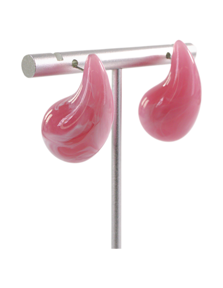 Kolczyki RÓŻOWE AKRYLOWE ŁEZKI KROPLE LOLITA AKCESORIA srebrny sztyft 925