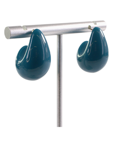 Kolczyki NIEBIESKIE AKRYLOWE ŁEZKI KROPLE LOLITA AKCESORIA srebrny sztyft 925