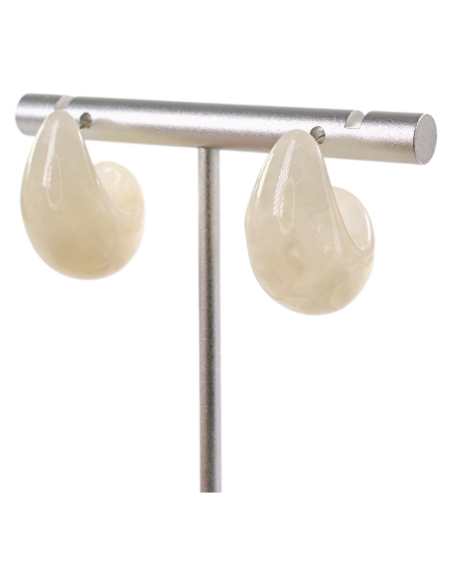 Kolczyki  AKRYLOWE ŁEZKI KROPLE LOLITA AKCESORIA srebrny sztyft 925 ECRU