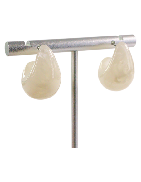 Kolczyki  AKRYLOWE ŁEZKI KROPLE LOLITA AKCESORIA srebrny sztyft 925 ECRU
