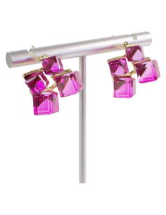 Kolczyki RÓŻOWE KOSTKI KRYSZTAŁY FUKSJA LOLITA AKCESORIA... 2