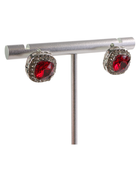 Kolczyki a'la BRYLANTY CZERWONE  LOLITA AKCESORIA srebrny sztyft 925