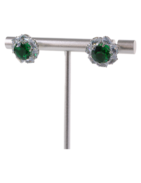 Kolczyki a'la BRYLANTY ZIELONE  LOLITA AKCESORIA srebrny sztyft 925