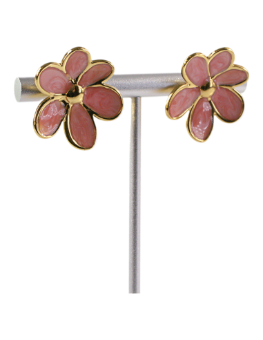 Kolczyki RÓŻOWE KWIATKI  STAL CHIRURGICZNA...