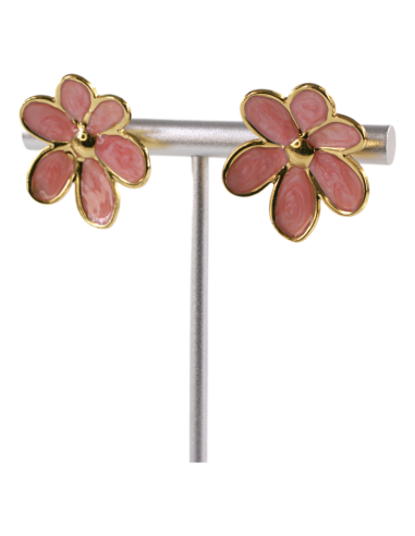 Kolczyki RÓŻOWE KWIATKI  STAL CHIRURGICZNA...