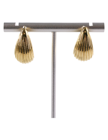 Kolczyki ZŁOTE KARBOWANE ŁEZKI KROPLE  STAL CHIRURGICZNA  LOLITA AKCESORIA