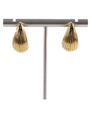 Kolczyki ZŁOTE KARBOWANE ŁEZKI KROPLE  STAL...