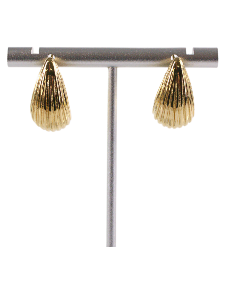 Kolczyki ZŁOTE KARBOWANE ŁEZKI KROPLE  STAL CHIRURGICZNA  LOLITA AKCESORIA