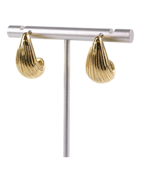 Kolczyki ZŁOTE KARBOWANE ŁEZKI KROPLE  STAL CHIRURGICZNA  LOLITA AKCESORIA