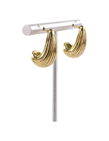 Kolczyki ZŁOTE KARBOWANE ŁEZKI KROPLE  STAL...