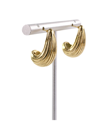 Kolczyki ZŁOTE KARBOWANE ŁEZKI KROPLE  STAL CHIRURGICZNA  LOLITA AKCESORIA