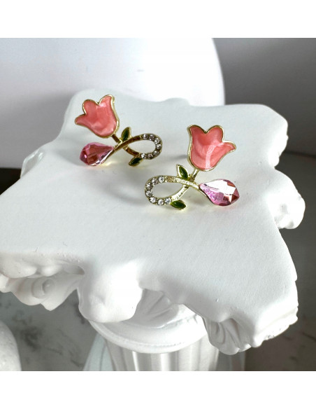 Kolczyki KWIATY KONWALIE BOHO Lolita Accessories srebrny sztyft 925