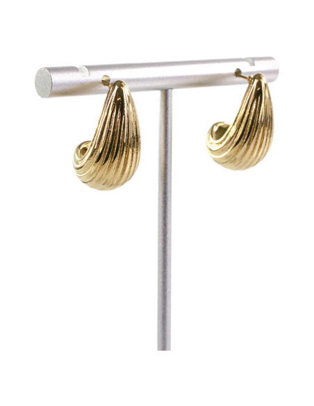 Kolczyki ZŁOTE KARBOWANE ŁEZKI KROPLE  STAL CHIRURGICZNA  LOLITA AKCESORIA