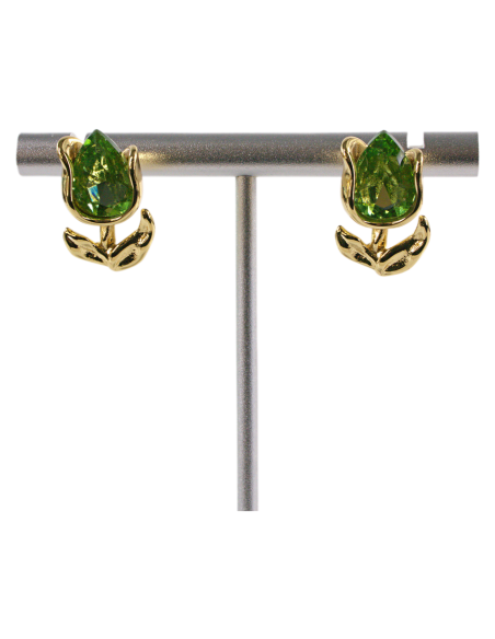 Kolczyki RÓŻA  ZIELONA RÓŻYCZKA STAL CHIRURGICZNA  LOLITA AKCESORIA