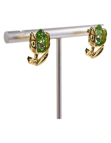 Kolczyki RÓŻA  ZIELONA RÓŻYCZKA STAL...