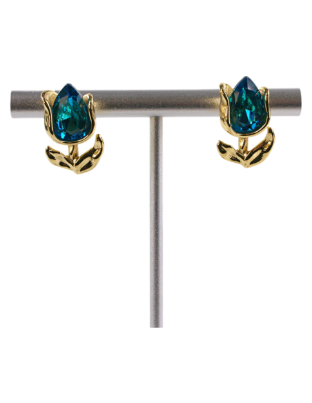 Kolczyki RÓŻA  NIEBIESKA RÓŻYCZKA STAL CHIRURGICZNA  LOLITA AKCESORIA