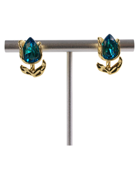 Kolczyki RÓŻA  NIEBIESKA RÓŻYCZKA STAL CHIRURGICZNA  LOLITA AKCESORIA