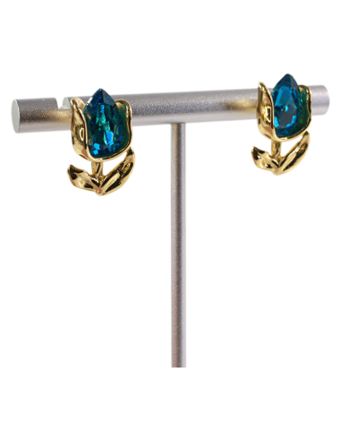 Kolczyki RÓŻA  NIEBIESKA RÓŻYCZKA STAL...