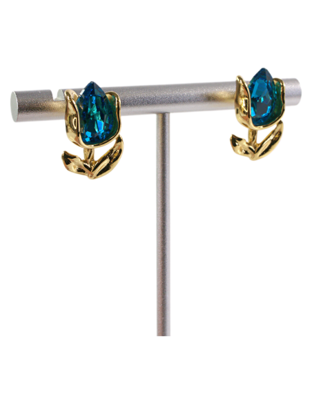 Kolczyki RÓŻA  NIEBIESKA RÓŻYCZKA STAL CHIRURGICZNA  LOLITA AKCESORIA