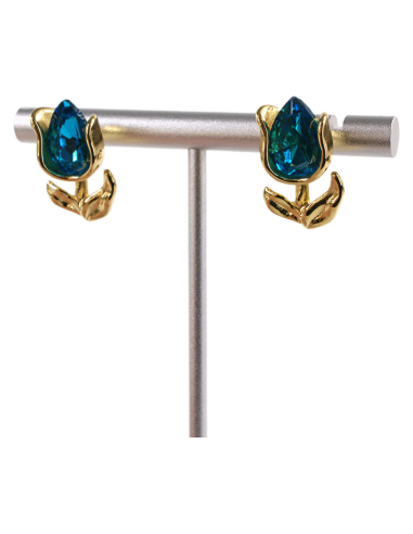 Kolczyki RÓŻA  NIEBIESKA RÓŻYCZKA STAL...